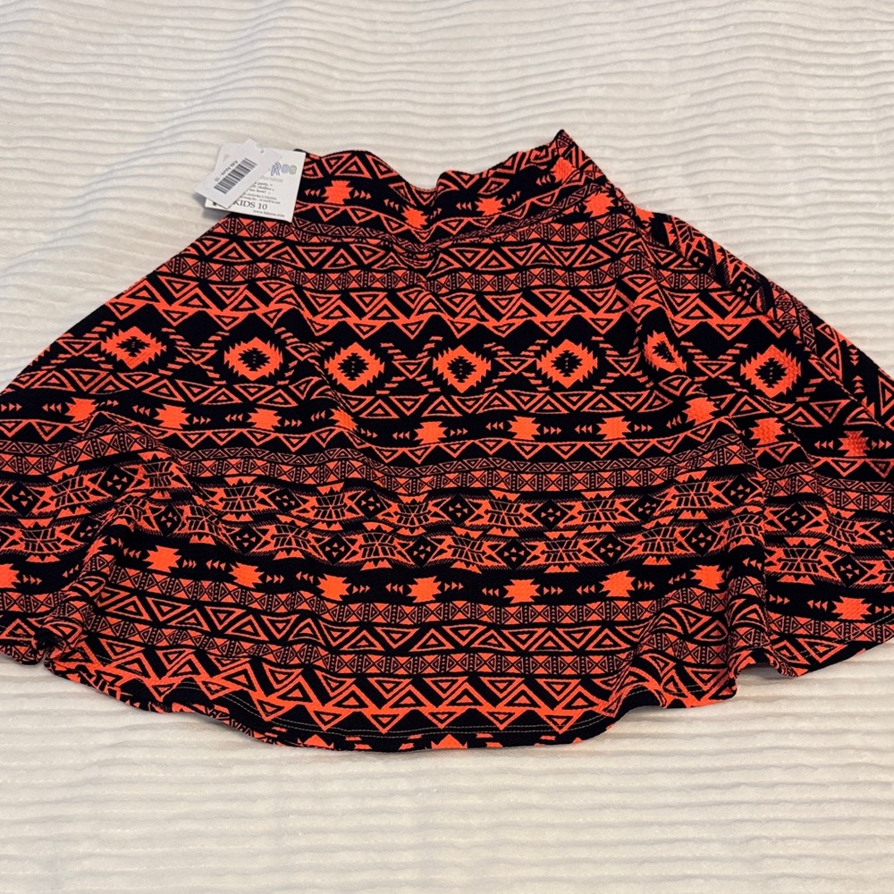 Girls Tribal Aztec Print Black & Orange Skirt fits multiple sizes very stretchy